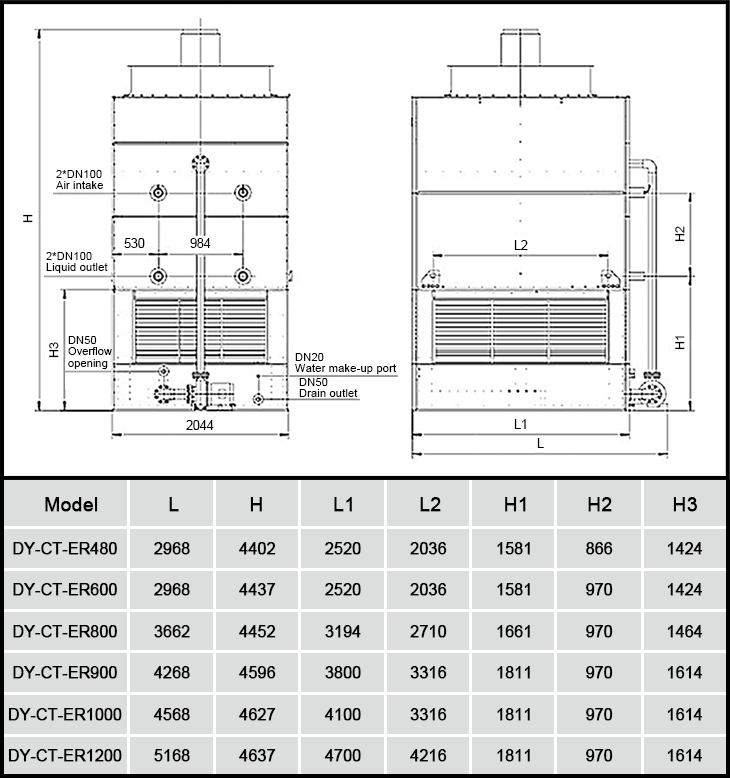 DYMACHINE カスタマイズされた冷却塔クローズドクローズド水回路冷却塔蒸発凝縮器クーラー