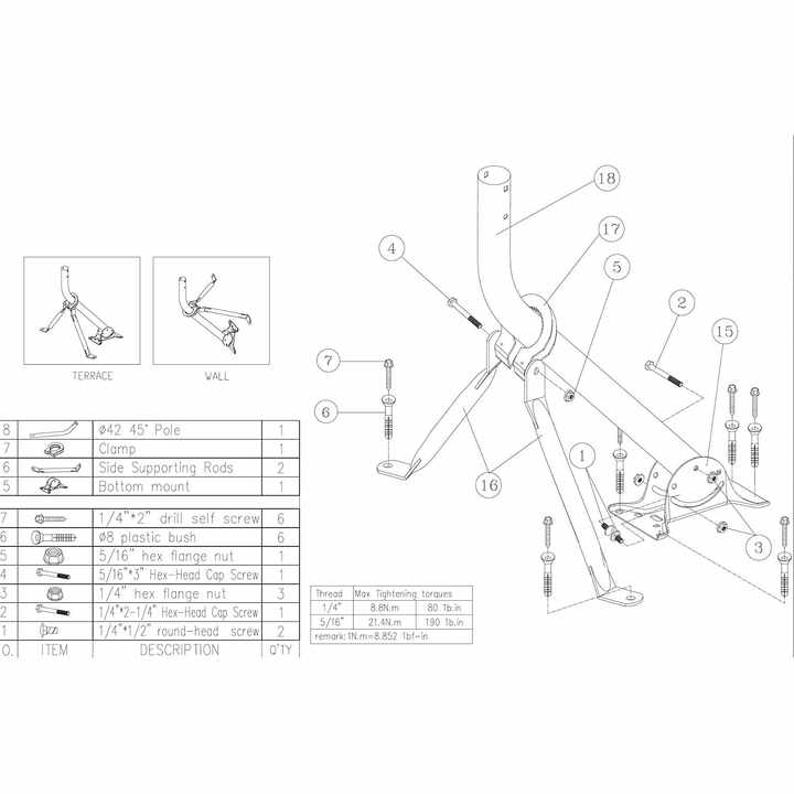 DYMACHINE アンテナ マウント 三脚ブラケット TV ポール ケーブル 頑丈な衛星受信アンテナ